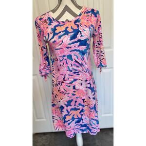 Lilly Pulitzer Pink Blue Floral Midi Dress